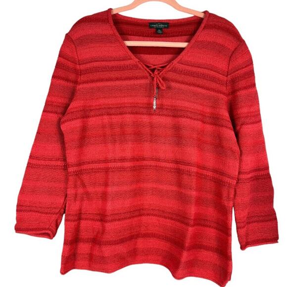 Lauren Ralph Lauren Red sweater contrast knit Vintage - Picture 1 of 6